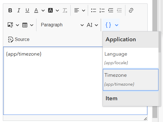 time zone variable